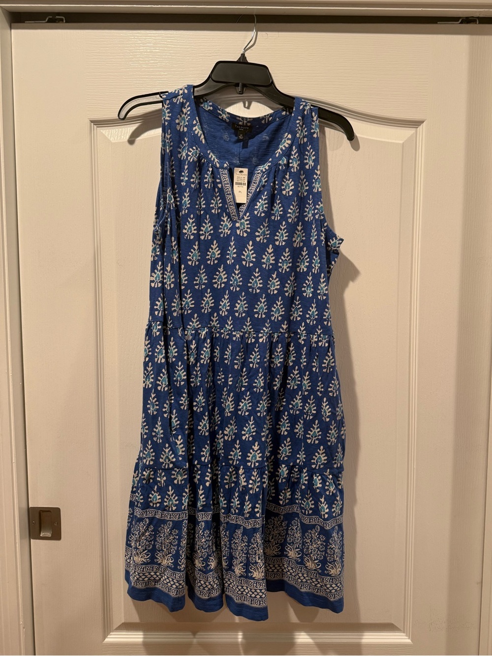 Talbots Sleeveless Blue Patterned Cotton Sundress - Brand: Talbots